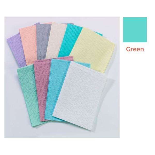 Bib Towel All Tissue Deluxe 13 in x 18 in Green 3 Ply Tissue / Poly 500/Ca
